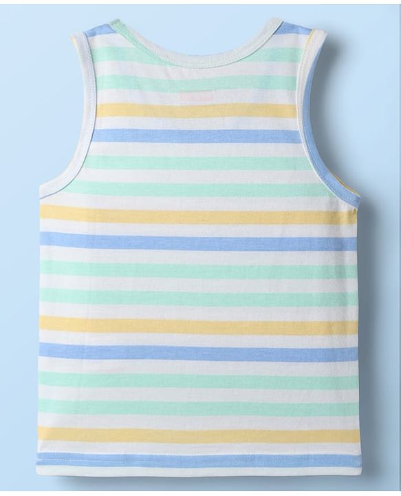 Babyhug 100% Cotton Single Jersey Knit Sleeveless Sando & Shorts Set - White & Yellow