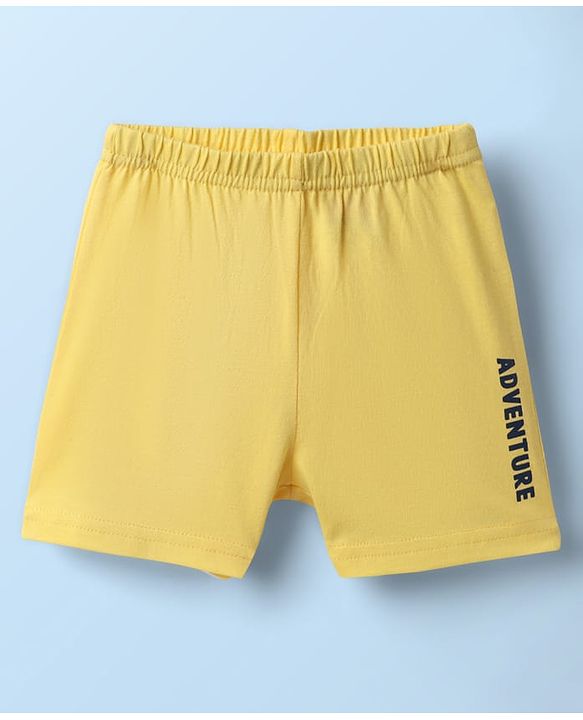Babyhug 100% Cotton Single Jersey Knit Sleeveless Sando & Shorts Set - White & Yellow