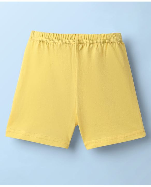 Babyhug 100% Cotton Single Jersey Knit Sleeveless Sando & Shorts Set - White & Yellow