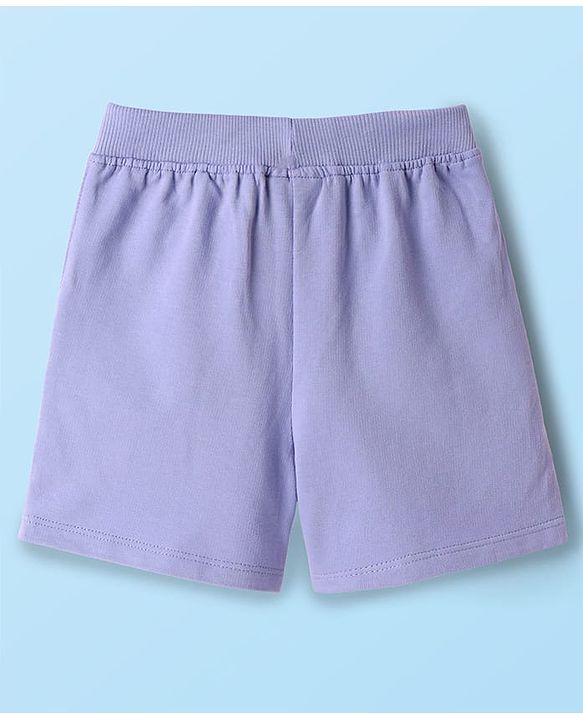 Babyhug Disney Single Jersey Knit Half Sleeves Oversized Drop Shoulder Half Sleeves T-Shirt & Shorts With Daisy Duck Graphic - Purple