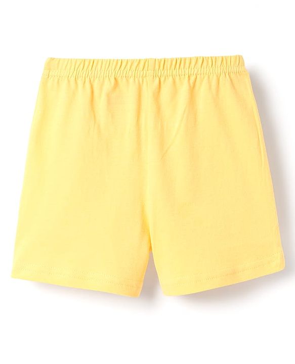 Babyhug 100% Cotton Single Jersey Knit Sando & Shorts Set With Boat Print - Yellow & Green