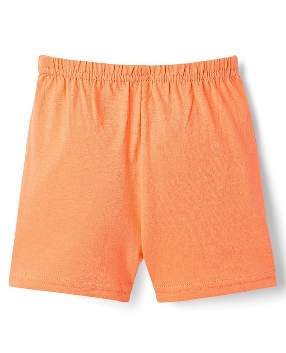 Babyhug 100% Cotton Single Jersey Knit Sleeveless Sando & Shorts Set With Stripes - Orange & Light Blue