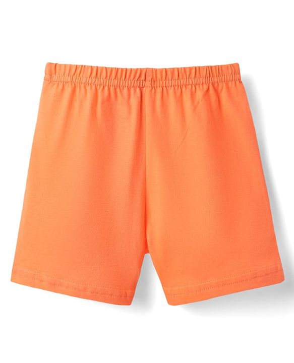 Babyhug 100% Cotton Single Jersey Knit Sleeveless Sando & Shorts Set With Stripes - Yellow & Orange