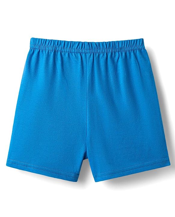 Babyhug 100% Cotton Single Jersey Knit Sleeveless Sando & Shorts Set With Stripes - Blue & Lime