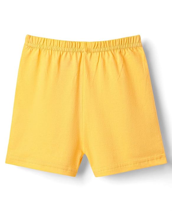 Babyhug 100% Cotton Single Jersey Knit Sleeveless Sando & Shorts Set With Dino Print - Yellow & White