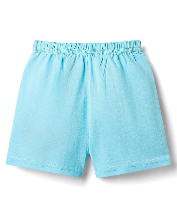 Babyhug 100% Cotton Single Jersey Knit Sleeveless Sando & Shorts Set With Animal Print - White & Light Blue