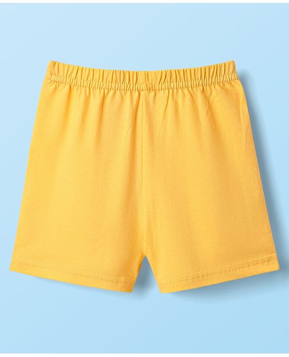 Babyhug 100% Cotton Single Jersey Knit Sleeveless Sando & Shorts Set With Tropical Theme - Yellow & White