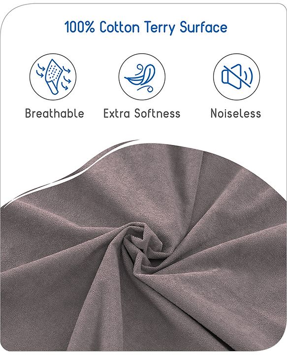 Babyhug 100% Cotton Waterproof Fitted Mattress Protector Cover - Grey