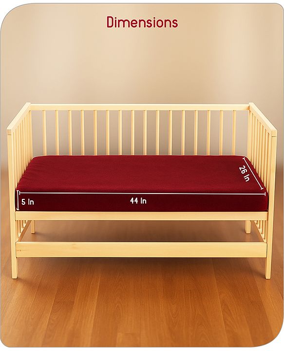 Babyhug 100% Cotton Waterproof Fitted Mattress Protector Cover - Maroon
