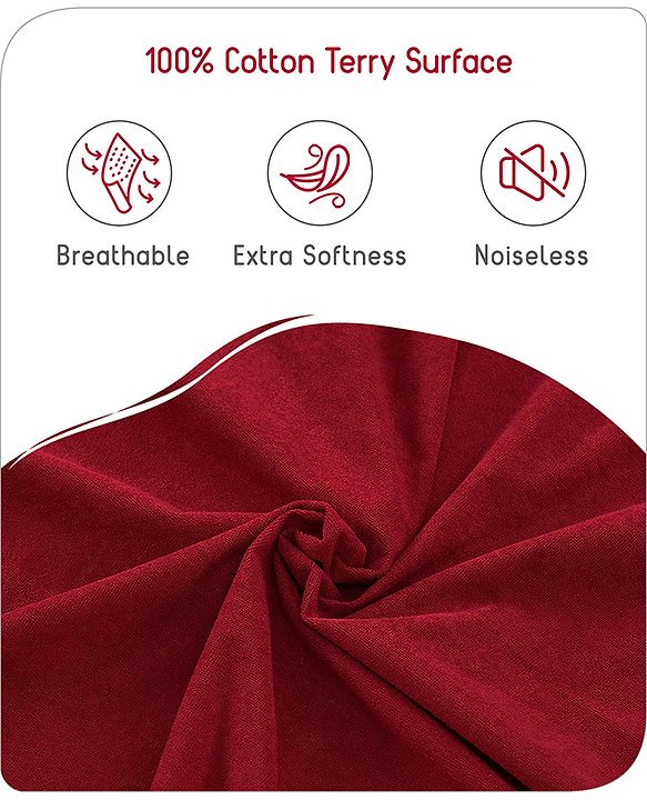 Babyhug 100% Cotton Waterproof Fitted Mattress Protector Cover - Maroon