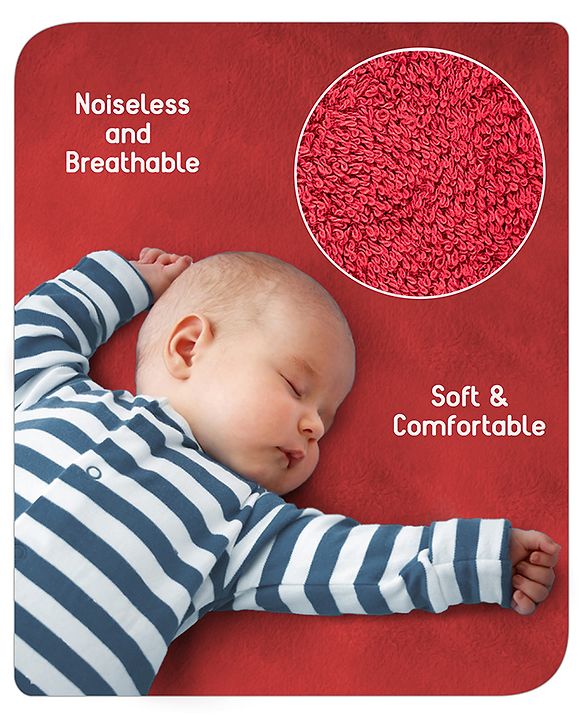Babyhug 100% Cotton Waterproof Fitted Mattress Protector Cover - Maroon