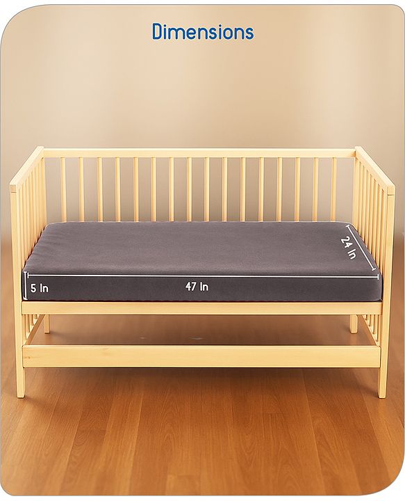 Babyhug 100% Cotton Waterproof Fitted Mattress Protector Cover - Grey