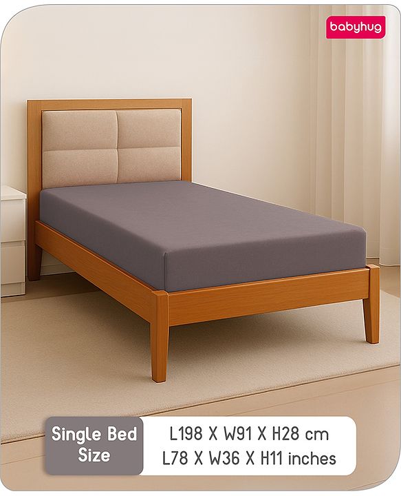 Babyhug 100% Cotton Waterproof Fitted Mattress Protector Cover - Grey