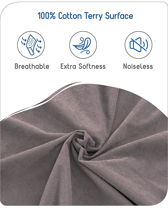 Babyhug 100% Cotton Waterproof Fitted Mattress Protector Cover - Grey