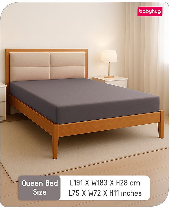 Babyhug 100% Cotton Waterproof Fitted Mattress Protector Cover - Grey