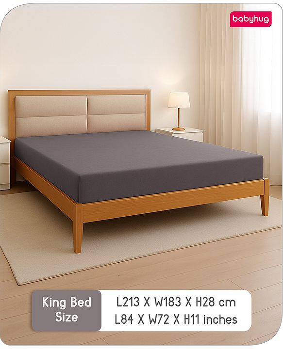 Babyhug 100% Cotton Waterproof Fitted Mattress Protector Cover - Grey