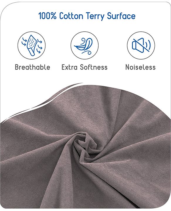 Babyhug 100% Cotton Waterproof Fitted Mattress Protector Cover - Grey