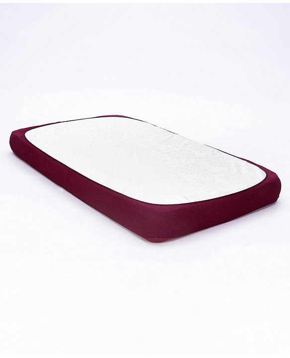 Babyhug 100% Cotton Waterproof Fitted Mattress Protector Cover - Maroon