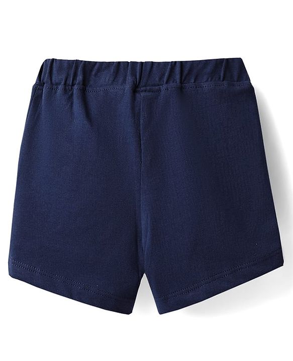 Babyhug Cotton Single Jersey Knit Knee Length Shorts With Bunny & Floral Print - Navy Blue
