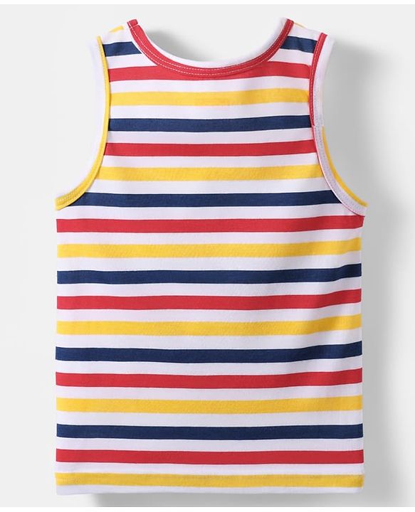 Babyhug 100% Cotton Single Jersey Knit Sleeveless Sando With Stripes - Yellow