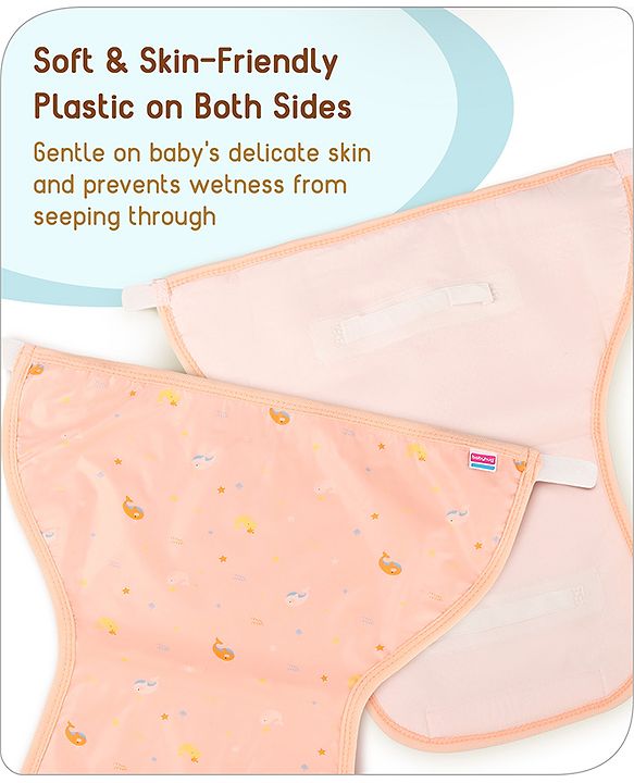 Babyhug Waterproof Both Side Plastic Nappy Small Size Set of 3 - Dolphin Print| Reusable| Easy to Clean and Maintain| Adjustable Velcro Closure