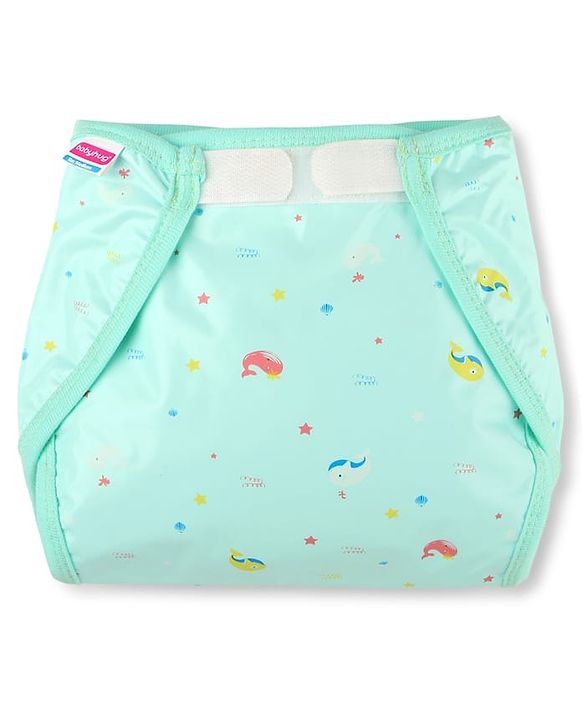 Babyhug Waterproof Both Side Plastic Nappy Small Size Set of 3 - Dolphin Print| Reusable| Easy to Clean and Maintain| Adjustable Velcro Closure
