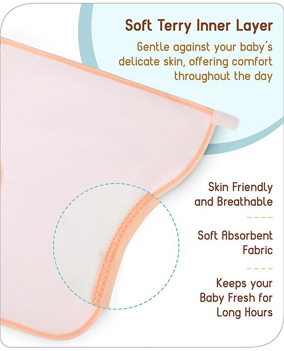 Babyhug Waterproof Nappy with Terry Inner Layer Small Size Set of 3 - Dolphin Print| Reusable| Easy to Clean and Maintain| Adjustable Velcro Closure