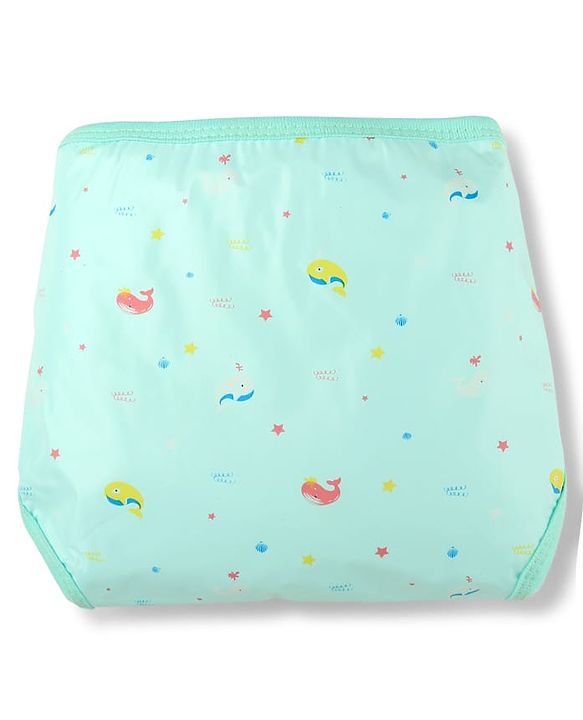 Babyhug Waterproof Nappy with Terry Inner Layer Small Size Set of 3 - Dolphin Print| Reusable| Easy to Clean and Maintain| Adjustable Velcro Closure