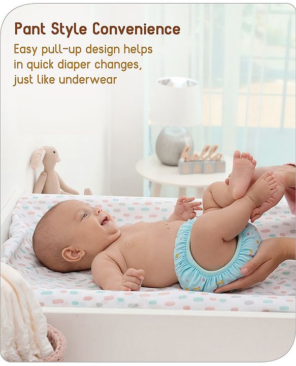 Babyhug Waterproof Pant Style Nappy with Elastic Small Size Set of 3 - Dolphin Print| Reusable| Easy to Clean and Maintain| Leak Proof| Soft Terry Inner Lining