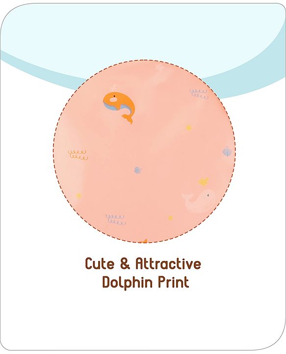 Babyhug Waterproof Pant Style Nappy with Elastic Small Size Set of 3 - Dolphin Print| Reusable| Easy to Clean and Maintain| Leak Proof| Soft Terry Inner Lining