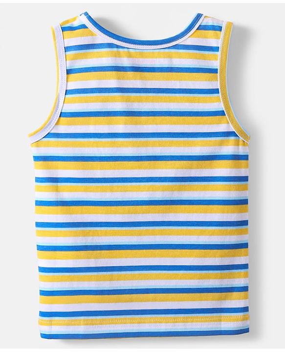 Babyhug 100% Cotton Single Jersey Knit Sleeveless Sando With Stripes - Blue