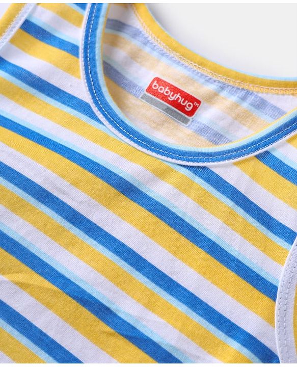 Babyhug 100% Cotton Single Jersey Knit Sleeveless Sando With Stripes - Blue