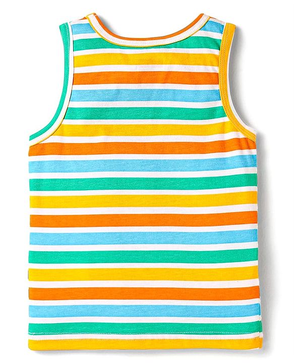 Babyhug 100% Cotton Single Jersey Knit Sando With Stripes - Yellow
