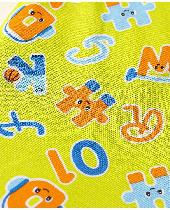 Babyhug 100% Cotton Single Jersey Knit Sleeveless Sando With Letter Print - Limegreen