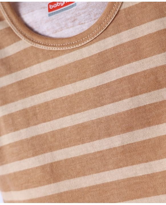Babyhug 100% Cotton Single Jersey Knit Sleeveless Sando With Stripes - Brown
