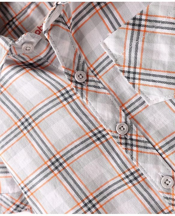 Babyhug Cotton Woven Half Sleeves Checks Shirt & Shorts Set - Beige & Navy Blue