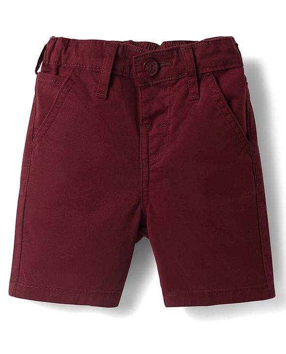 Babyhug Cotton Woven Half Sleeves Checkered Shirt & Shorts Set - Maroon