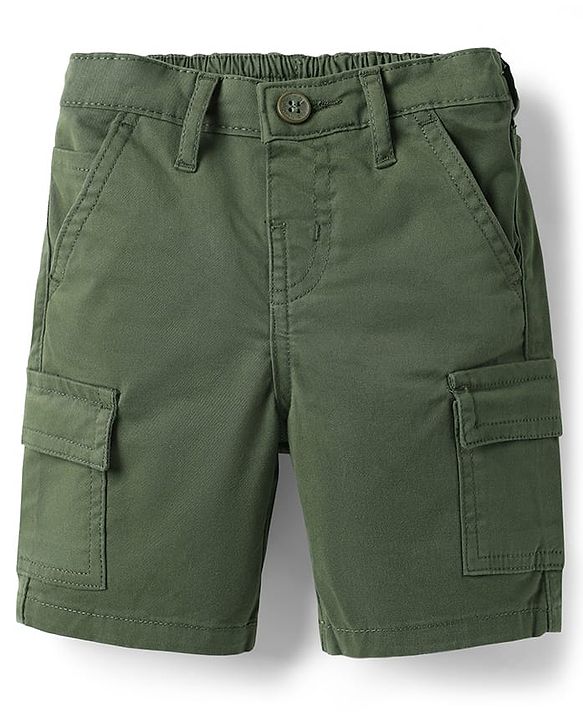 Babyhug 100% Cotton Knit Half Sleeves Shirt & Shorts Set with Checks - Olive Green