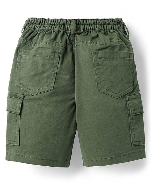 Babyhug 100% Cotton Knit Half Sleeves Shirt & Shorts Set with Checks - Olive Green