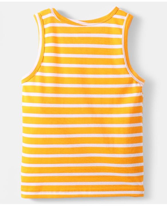 Babyhug 100% Cotton Single Jersey Knit Sleeveless Sando With Stripes - Yellow