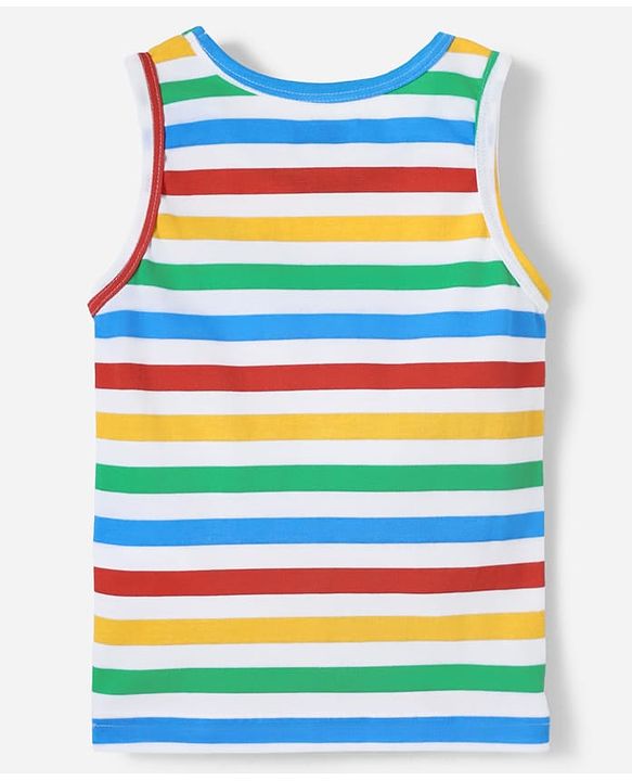 Babyhug 100% Cotton Single Jersey Knit Sleeveless Sando With Stripes Print - Multicolour
