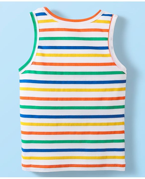 Babyhug 100% Cotton Single Jersey Knit Sleeveless Sando With Stripes - Yellow