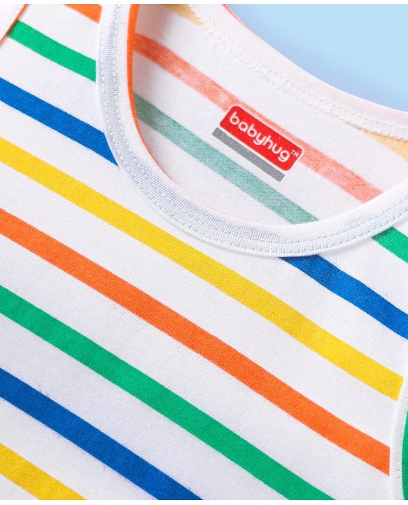 Babyhug 100% Cotton Single Jersey Knit Sleeveless Sando With Stripes - Yellow