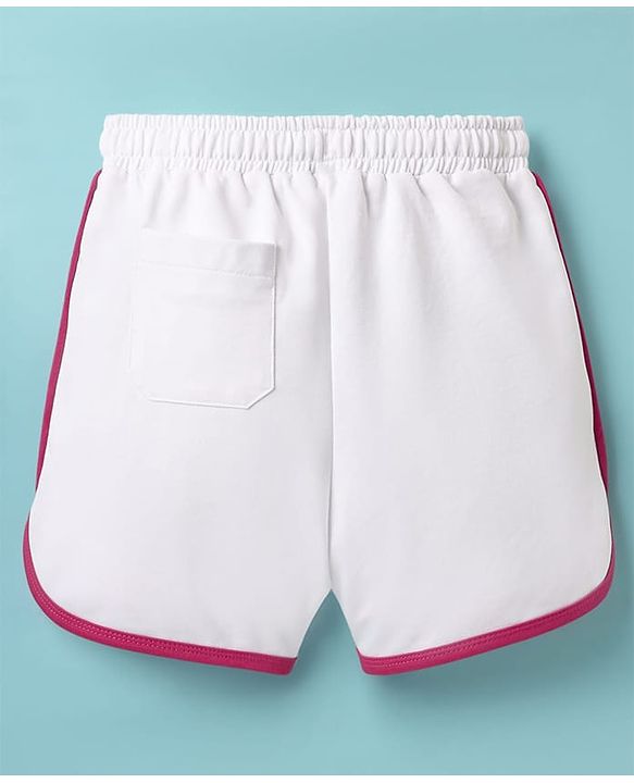 Pine Kids Looper Knit Mid Thigh Shorts With Text Print - White