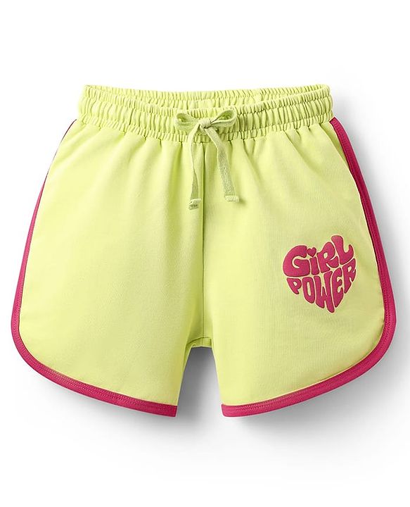 Pine Kids Looper Knit Shorts With Text Print - Limegreen