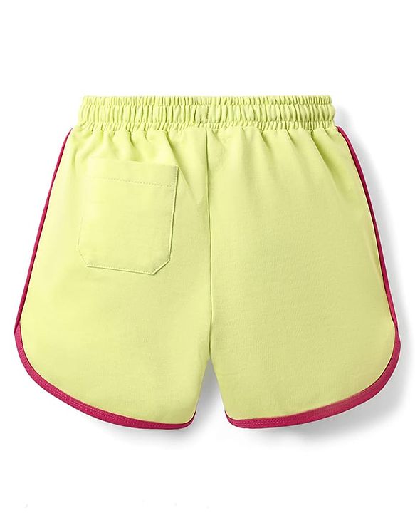 Pine Kids Looper Knit Shorts With Text Print - Limegreen