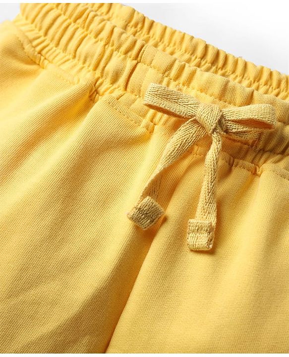 Pine Kids Looper Knit Mid Thigh Shorts With Puff Print - Yellow