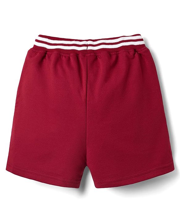 Pine Kids Looper Knit Mid Thigh Shorts With New York Print - Maroon