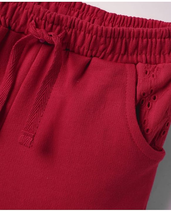 Babyhug Terry Knit Mid Thigh Solid Colour Shorts - Red