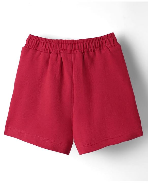 Babyhug Terry Knit Mid Thigh Solid Colour Shorts - Red